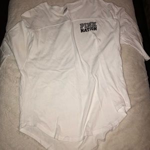 PINK white3 quarter sleeved tee shirt